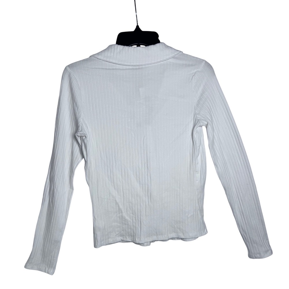 Sanctuary White Ribbed‎ Button Front Collared Cardigan Top Size Small - Picture 6 of 10